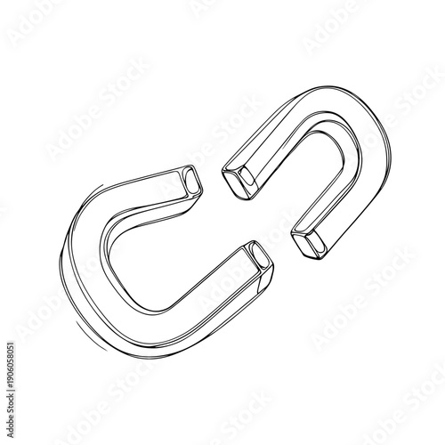 Pair of magnets attracted in one line art illustration