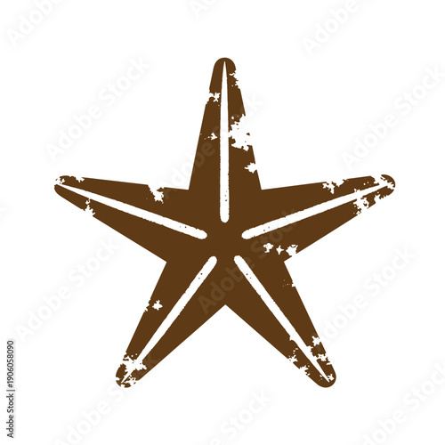 Grunge texture Grungy starfish illustration with worn edges on white background  marine life symbol Vintage Style