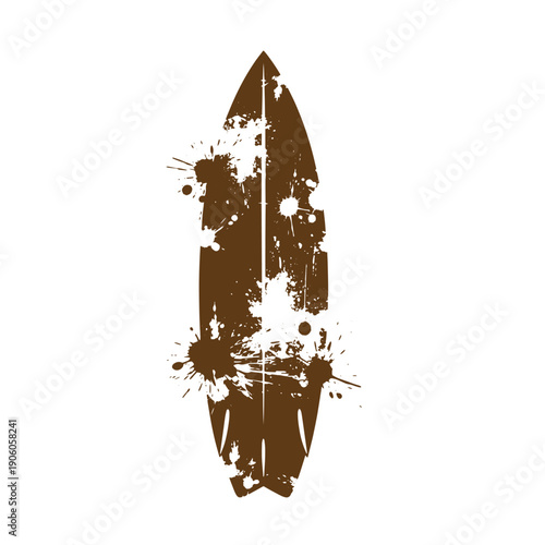 Grunge texture grungy surfboard with white splashes on white background Vintage Style