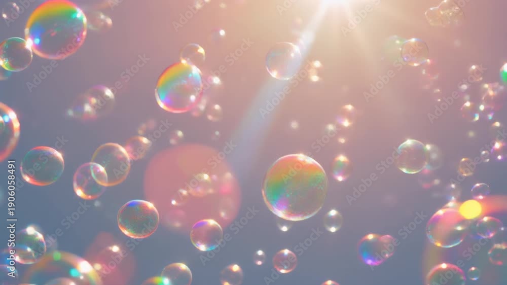 Iridescent Soap Bubbles Floating in Sunlight Generative AI Stock ビデオ ...