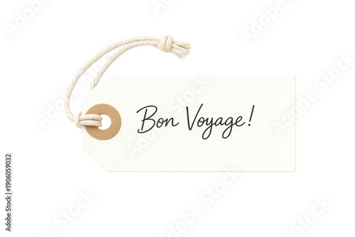 Bon voyage gift tag label on transparent background