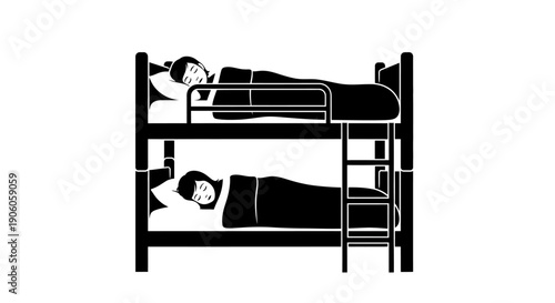 Two people sleeping on a bunk bed illustration.