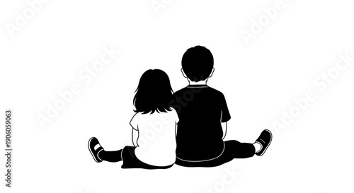 Silhouette of a man and woman sitting together in a relaxed pose.