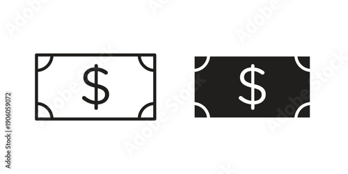 Cash icon symbol, logo illustration. Pixel perfect vector graphics