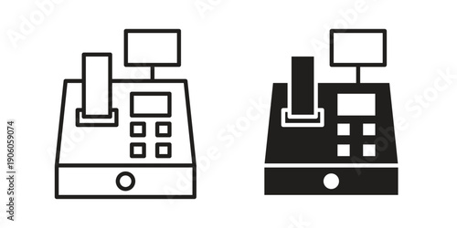 Cash register icon symbol, logo illustration. Pixel perfect vector graphics