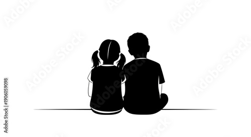 Silhouette of a man and woman sitting together in contemplation.