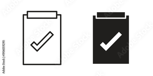 Clipboard check icon symbol, logo illustration. Pixel perfect vector graphics