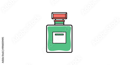 Green Perfume Bottle with Red Cap.