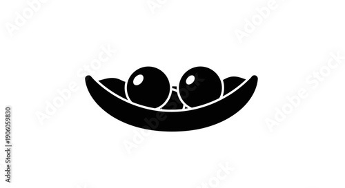 Simple black and white illustration of two olives in a bowl.