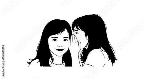 Two women sharing a secret or gossiping together.