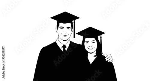 Graduation Day Couple in Academic Regalia.
