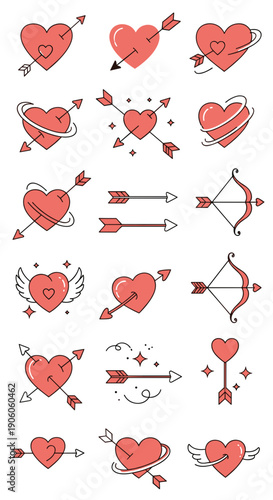 Heart Arrows Love Valentine Day Symbols.