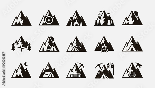Minimal Mountain Ridge Logo Icons