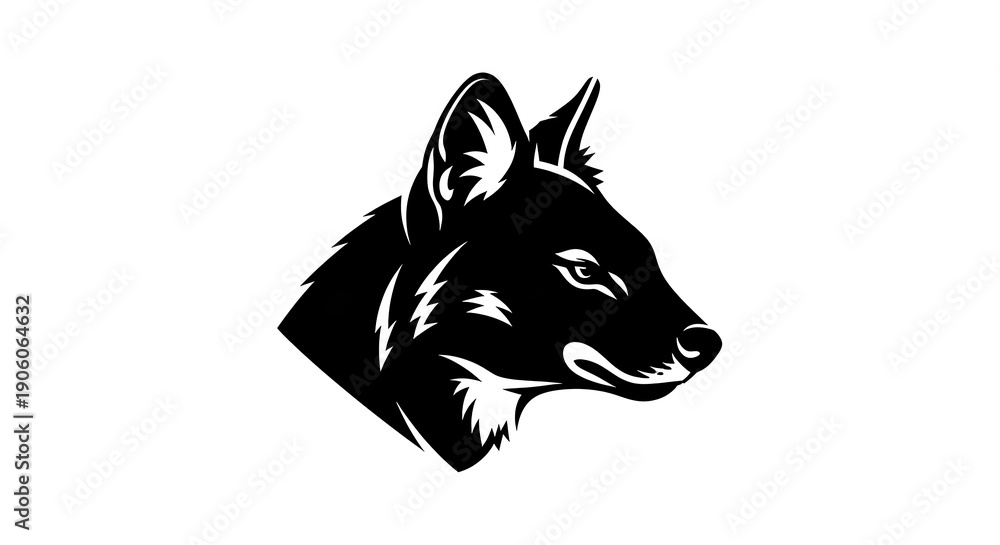 Obraz premium Sleek Black Wolf Head Profile Vector Illustration.