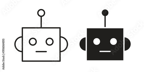 Robot icon symbol, logo illustration. Pixel perfect vector graphics
