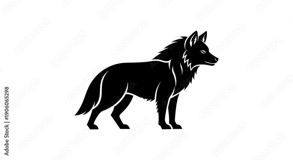 Fototapeta premium Silhouette of a Wolf - A Majestic and Powerful Animal.
