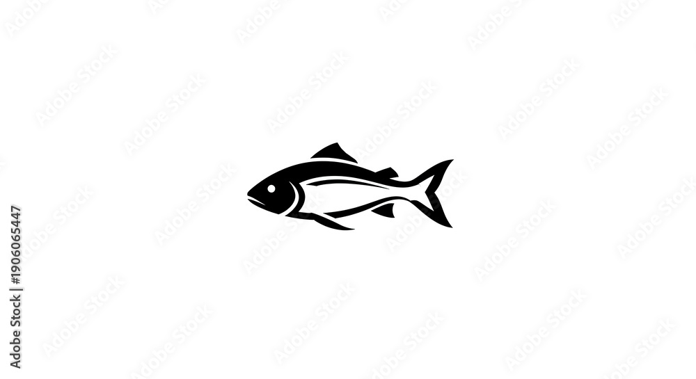 Fototapeta premium Simple Fish Silhouette on White Background for Design.