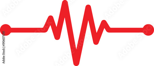 Red heartbeat pulse line, simple graphic vector illustration