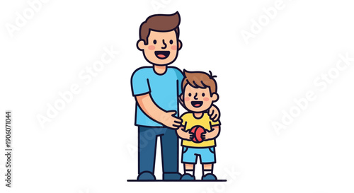 A joyful father and son embrace warmly showcasing a loving bond and playful spirit silhouette high quality professional detailed modern elegant