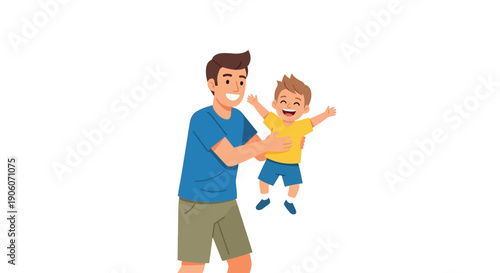A joyful father playfully tosses his young son into the air creating a heartwarming family moment silhouette high quality professional detailed modern