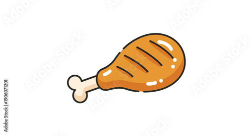 A charming cartoon depiction of a golden brown chicken leg illustrated with simple lines silhouette high quality professional detailed modern elegant stylish clean