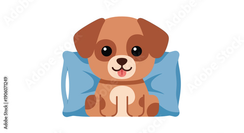 A charming cartoon puppy rests its head on a soft blue pillow a delightful digital illustration silhouette high quality professional detailed modern