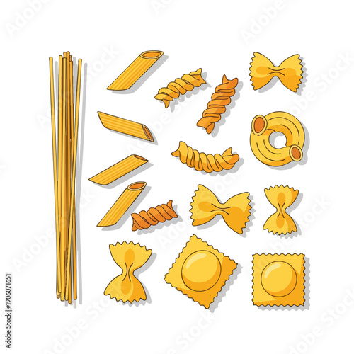 Assorted Varieties of Uncooked Pasta for Cooking and Culinary Presentation