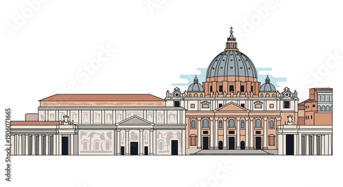 An illustrated depiction of st peter s basilica in vatican city presented as a striking silhouette high quality professional detailed modern elegant stylish