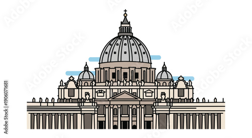 Detailed illustration of st peter s basilica in vatican city showcasing architectural grandeur a silhouette high quality professional detailed modern elegant stylish