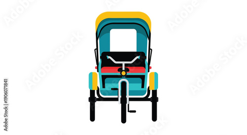 A brightly colored rickshaw illustration with geometric shapes and a flat design style silhouette high quality professional detailed modern elegant stylish clean