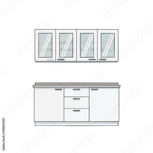 Modern Kitchen Interior with Large Windows and Sleek Cabinets for Home Decor