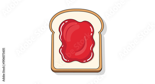 A single slice of bread generously covered with bright red jam presented as a silhouette high quality professional detailed modern elegant stylish