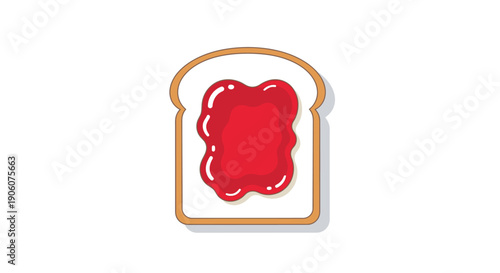 A vibrant illustration depicts a slice of bread generously spread with bright red jam silhouette high quality professional detailed modern elegant stylish