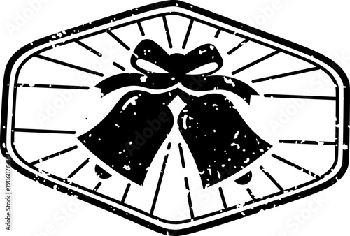 Bell Pair With Ribbon Emblem Grunge