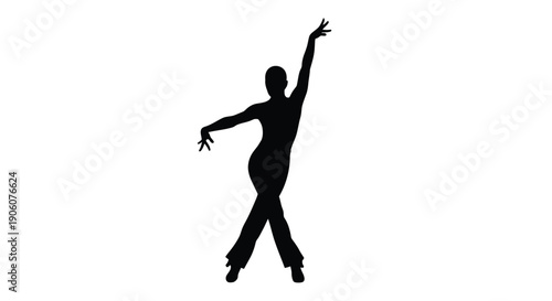 A striking black silhouette of a woman dynamically posing with arms outstretched exuding grace and energy silhouette high quality professional detailed