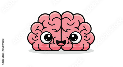 A charming cartoon brain character with large eyes and a smile presented as a delightful silhouette high quality professional detailed modern elegant
