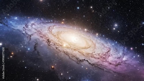 Majestic spiral galaxy Andromeda shines brightly against a backdrop of countless stars in deep space evoking wonder and the vastness of the cosmos