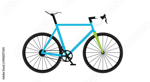 A brightly colored road bicycle is displayed in a flat graphic style showcasing a distinct silhouette high quality professional detailed modern elegant