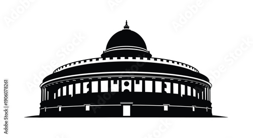 A striking black silhouette of parliament house showcasing architectural grandeur and national identity silhouette high quality professional detailed modern elegant stylish clean