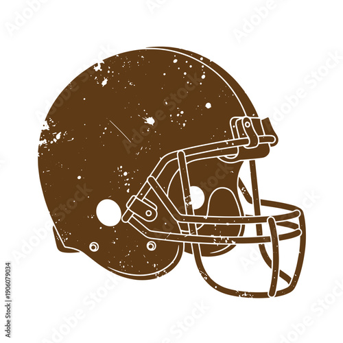 Grunge texture American football helmet with grunge effect on white background  sports equipment Vintage Style