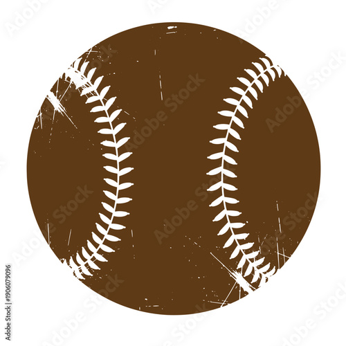 Grunge texture baseball with white stitching on white background Vintage Style