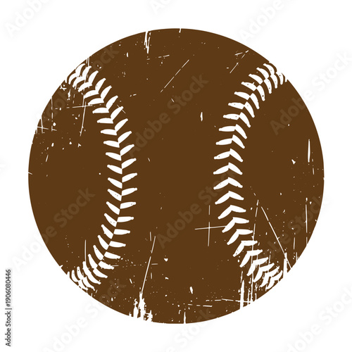 Grunge texture Grungy baseball with white stitching on white background Vintage Style