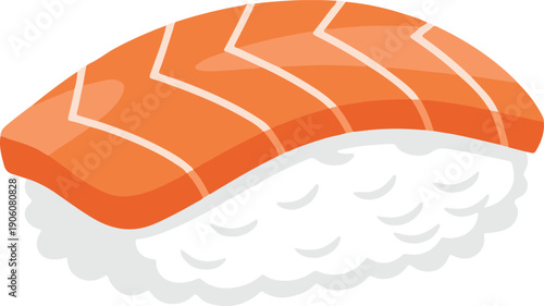 Salmon Nigiri Sushi, minimalist flat design vector illustration