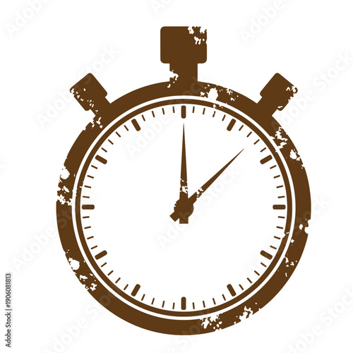 Grunge texture Grungy stopwatch icon with distressed edges on clean white background for design use Vintage Style