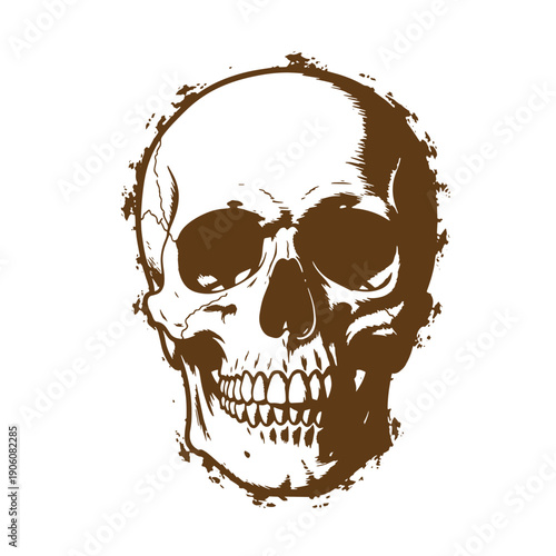 Grunge texture Human skull illustration with grungy texture on white background  illustration of a human skull Vintage Style