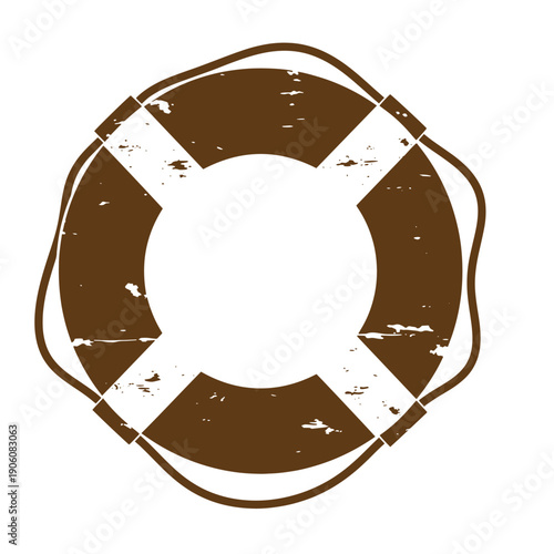 Grunge texture Vintage life preserver ring with distressed texture and rope  nautical symbol for safety and rescue Vintage Style