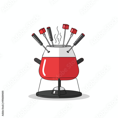 Fondue Dinner Party Illustration