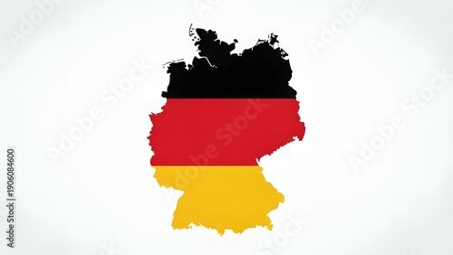 Vibrant vector illustration of Germany's map outline, artfully filled with the national flag's black, red, and gold colors, symbolizing patriotism, national identity, and European spirit