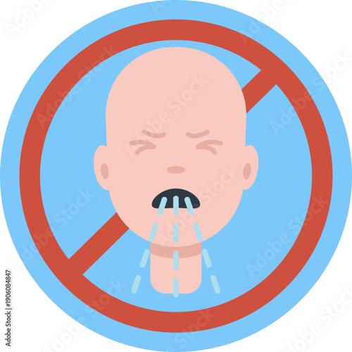 Indicates that sneezing near food is prohibited to prevent the spread of germs and contamination.