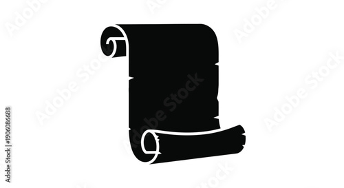 A stark black scroll depiction with elegant curves and a dramatic shadowed silhouette high quality professional detailed modern stylish clean crisp vibrant